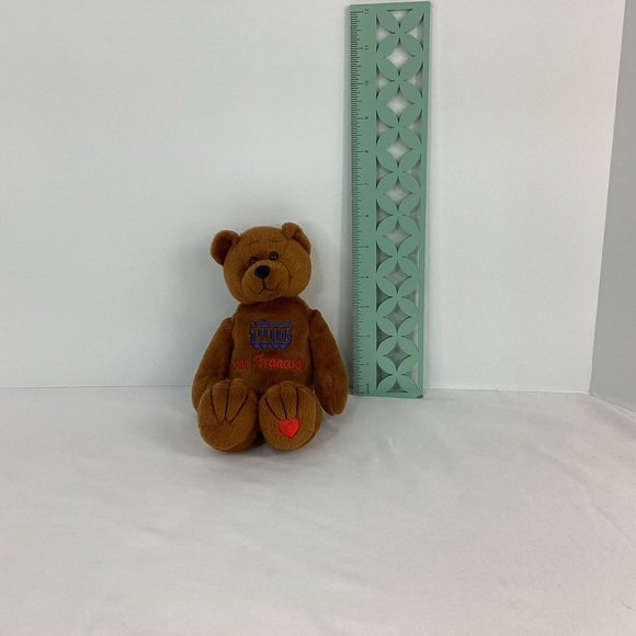 San Francisco Plush Souvenir Teddy Bear Bean Bag Brown Stuffed Animal Heart - Picture 7 of 8